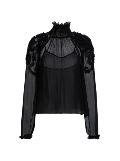 Ulla Johnson Women's Magdalena Silk Ruffled Blouse In Black