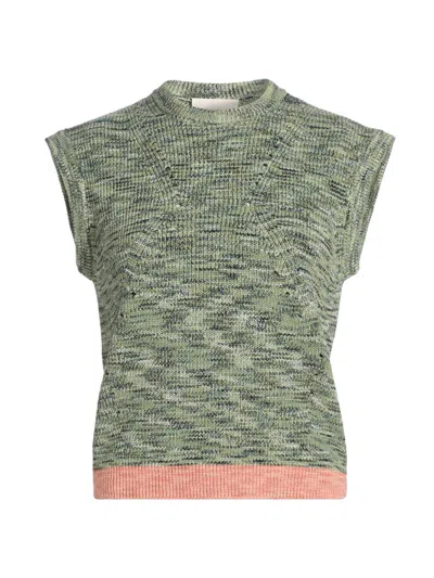 Ulla Johnson Women's Margot Contrast-hem Stretch-cotton Top In Green