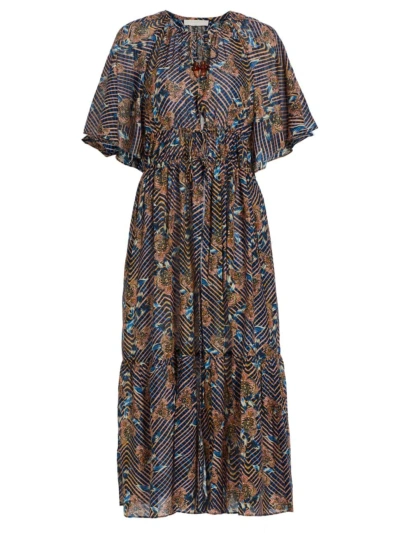 Ulla Johnson Margo Flutter Sleeve Cotton Blend Cover-up Dress In Nocturne