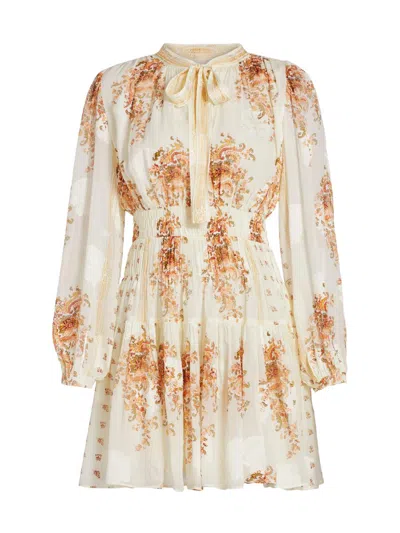 Ulla Johnson Women's Maris Printed Silk Chiffon Tieneck Minidress In White