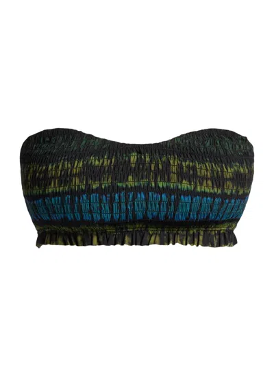 Ulla Johnson Women's Marseille Smocked Bikini Top In Green