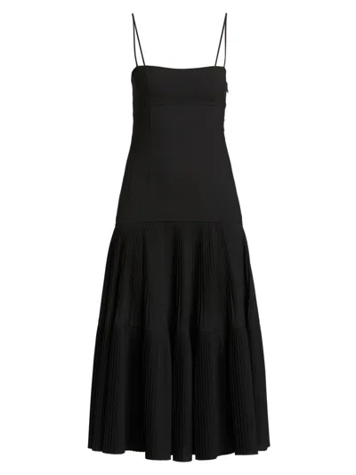 Ulla Johnson Women's Matilda Pleated Wool-blend Midi-dress In Black