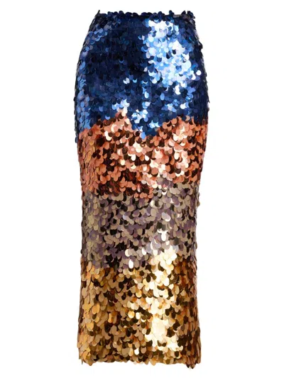Ulla Johnson Matilde Colorblock Sequin Midi Skirt In Multi