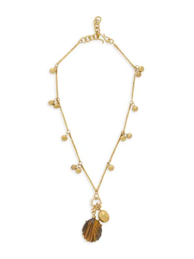 Ulla Johnson Women's Meja Goldtone & Tiger's Eye Shell Pendant Necklace In Gray