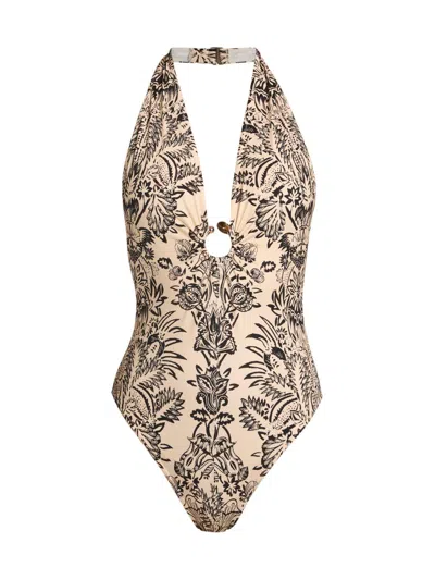 Ulla Johnson Women's Milos Floral O-ring One-piece Swimsuit In Neutral