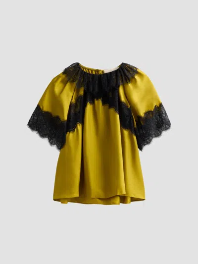 Ulla Johnson Women's Nina Lace-trim Silk Blouse In Citrine