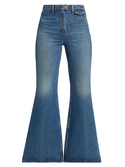 Ulla Johnson Women's Odelia Faded Flare Jeans In Blue