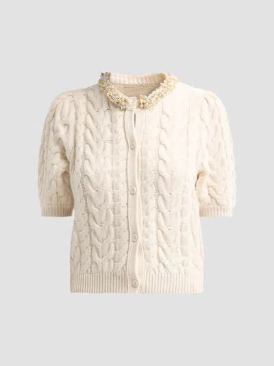 Ulla Johnson Women's Olivia Cable-knit Merino Wool-cashmere Cardigan In Pearl