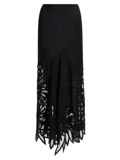 Ulla Johnson Women's Oona Silk Lace-hem Maxi Skirt In Black