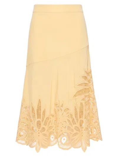 Ulla Johnson Women's Oona Silk Lace-hem Maxi Skirt In Yellow