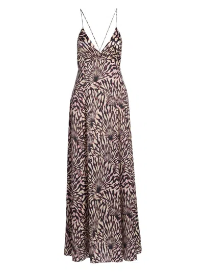 Ulla Johnson Women's Oriana Zebra-print Satin A-line Maxi Dress In Multi