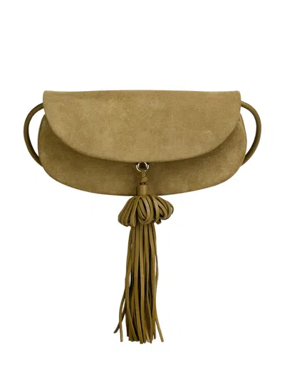 Ulla Johnson Women's Paloma Flap Tassel Suede Shoulder Bag In Green