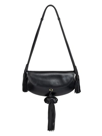 Ulla Johnson Women's Paloma Tassel Flap Leather Shoulder Bag In Black