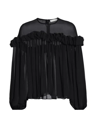 Ulla Johnson Women's Peggy Silk Georgette Blouse In Black