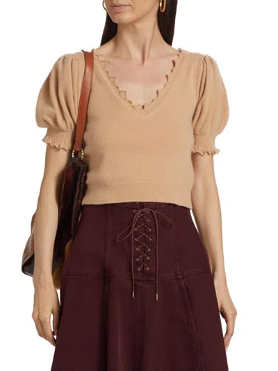 Ulla Johnson Women's Polline Cashmere Crop Top In Brown