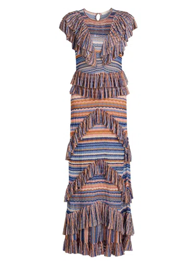 Ulla Johnson Raina Ruffle Knit Dress Sunset In Orange