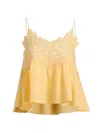Ulla Johnson Rosie Lace Applique Silk Tank Top Dandelion In Yellow