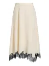 Ulla Johnson Rosine Lace-trimmed Silk Crepe De Chine Midi Skirt In Nude