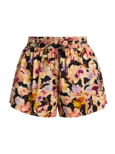 Ulla Johnson Women's Rowan Floral Cotton Shorts In Purple