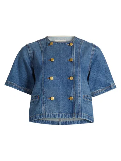 Ulla Johnson Women's Serge Denim Double-breasted Jacket In Blue