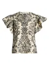 Ulla Johnson Severine Flutter Sleeve Top In Ivory Floral In White