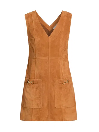 Ulla Johnson Sloane Suede Mini Dress In Brown
