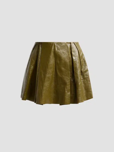 Ulla Johnson Women's Sophie Crinkled Leather A-line Mini Skirt In Lichen
