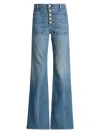 Ulla Johnson Lou Button Fly High-waisted Flared Jeans In Blue