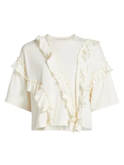Ulla Johnson Women's Sydney Ruffled Cotton T-shirt In White