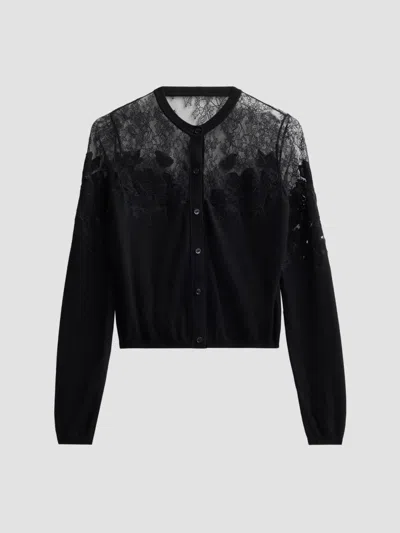 Ulla Johnson Women's Talia Merino Wool-mesh Cardigan In Noir