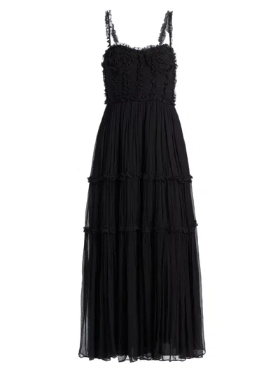 Ulla Johnson Women's Talitha Silk Smocked Cami Maxi Dress In Black