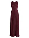 Ulla Johnson Satin Pleated Dress In Burgundy