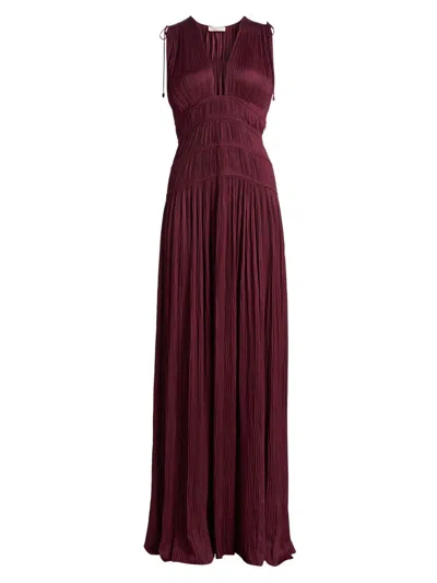 Ulla Johnson Women's Tasneem Pleated Satin Gown In Burgundy
