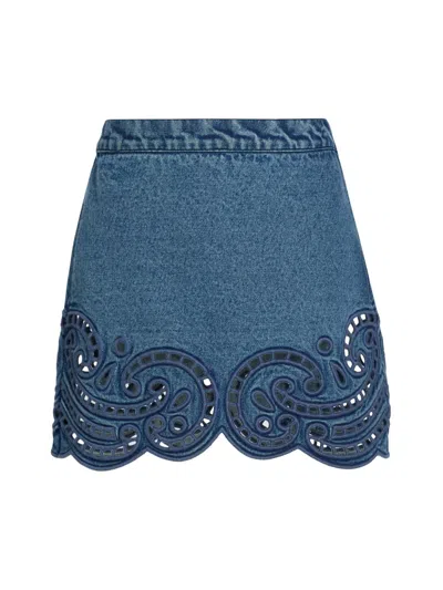 Ulla Johnson Women's The Cadiz Eyelet Cotton Denim A-line Miniskirt In River