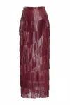 Ulla Johnson Therese Fringed Leather Midi Skirt In Burgundy