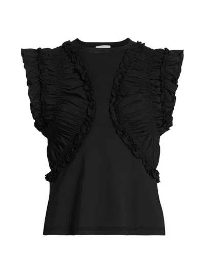 Ulla Johnson Women's Val Ruffled Cotton Jersey Top In Black