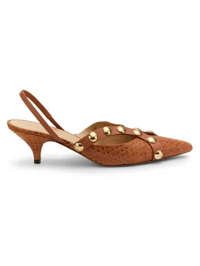 Ulla Johnson Women's Vendome Studded Kitten Heels In Brown