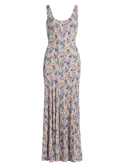 Ulla Johnson Women's Yasna Floral Jersey Sleeveless Maxi Dress In Purple