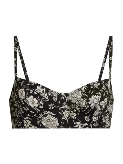 Ulla Johnson Zahara Printed Underwired Balconette Bikini Top In Black