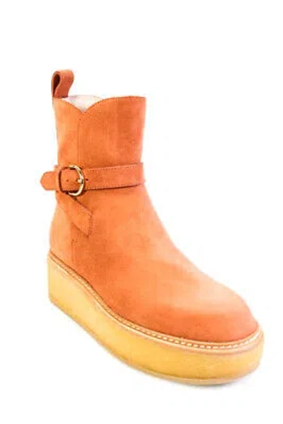 Pre-owned Ulla Johnson Womens Lennox Ankle Buckle Boots - Terracotta Suede Size 36