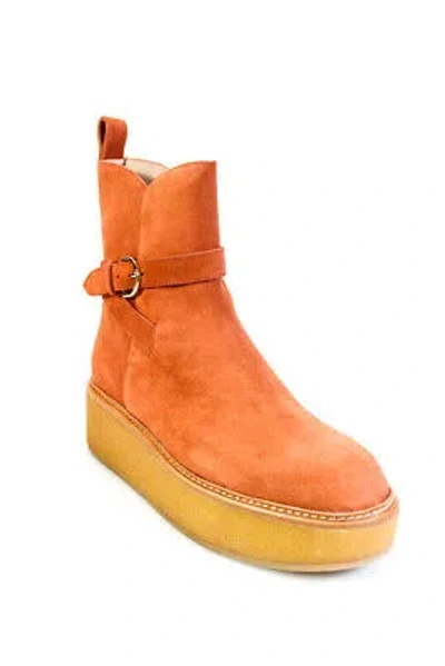 Pre-owned Ulla Johnson Womens Lennox Ankle Buckle Boots - Terracotta Suede Size 39.5