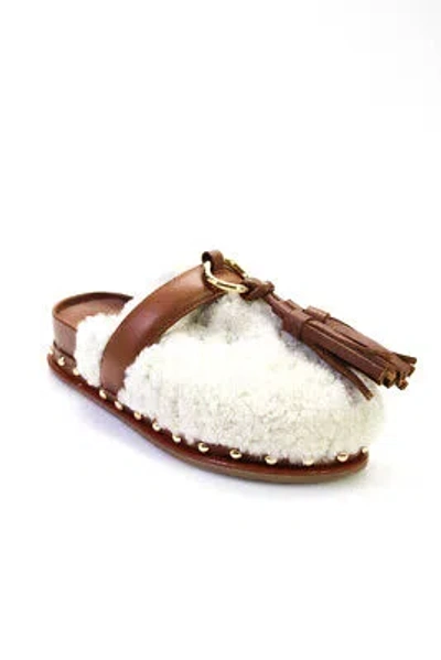 Pre-owned Ulla Johnson Womens Ruby Shearling Slides - Cream Size 35 In White