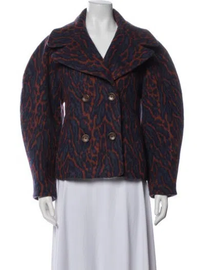 Pre-owned Ulla Johnson Wool Animal Print Coat In Blue