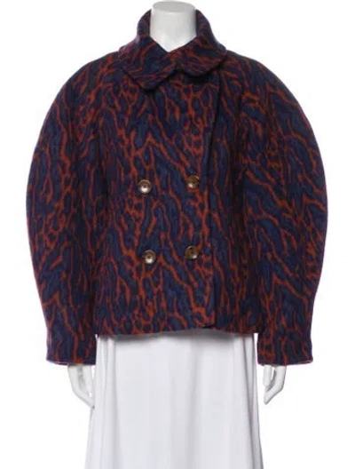 Pre-owned Ulla Johnson Wool Animal Print Faux Fur Jacket In Blue