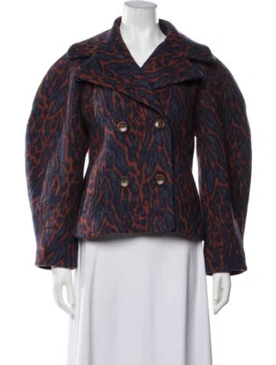 Pre-owned Ulla Johnson Wool Animal Print Jacket In Blue
