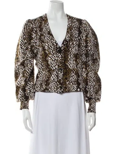 Pre-owned Ulla Johnson Wool Animal Print Jacket In Brown