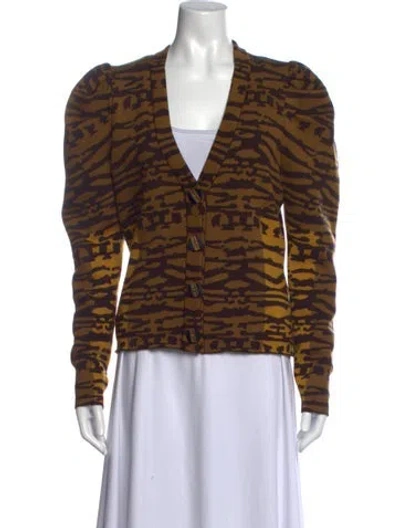 Pre-owned Ulla Johnson Wool Animal Print Sweater In Brown