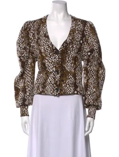 Pre-owned Ulla Johnson Wool Animal Print Sweater In Brown
