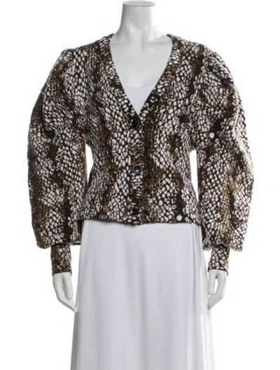 Pre-owned Ulla Johnson Wool Animal Print Sweater In Brown
