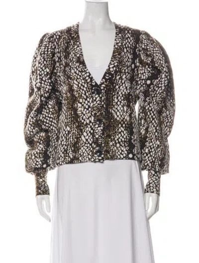 Pre-owned Ulla Johnson Wool Animal Print Sweater In Green